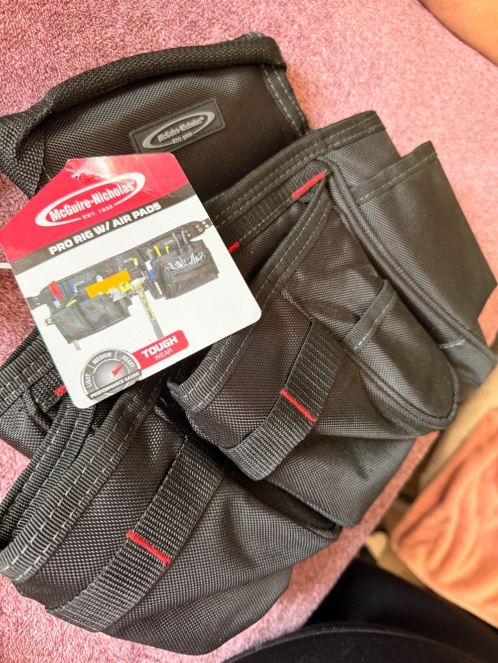 McGuire Denim Black Tool Belt Pouch with Red Stitching